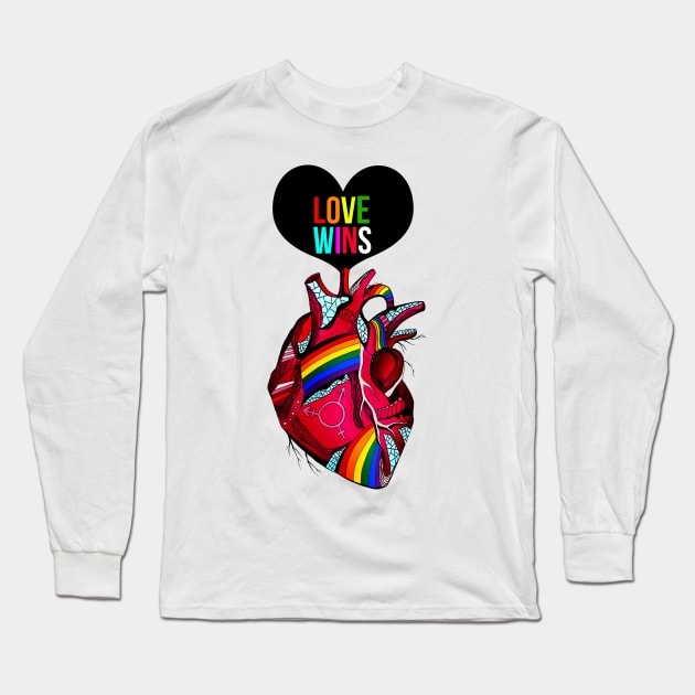 Love Wins Pride Heart Long Sleeve T-Shirt by kenallouis